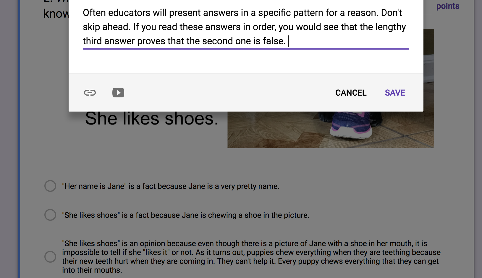 Answer 3 negates the second